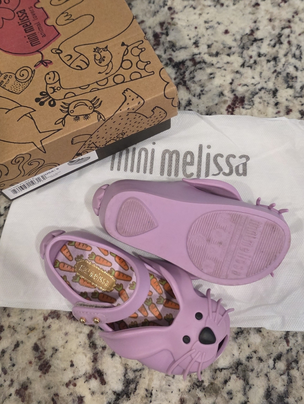 Mini Melissa Ultragirl Rabbit Mary Janes in Purple - Size 6 - EUC